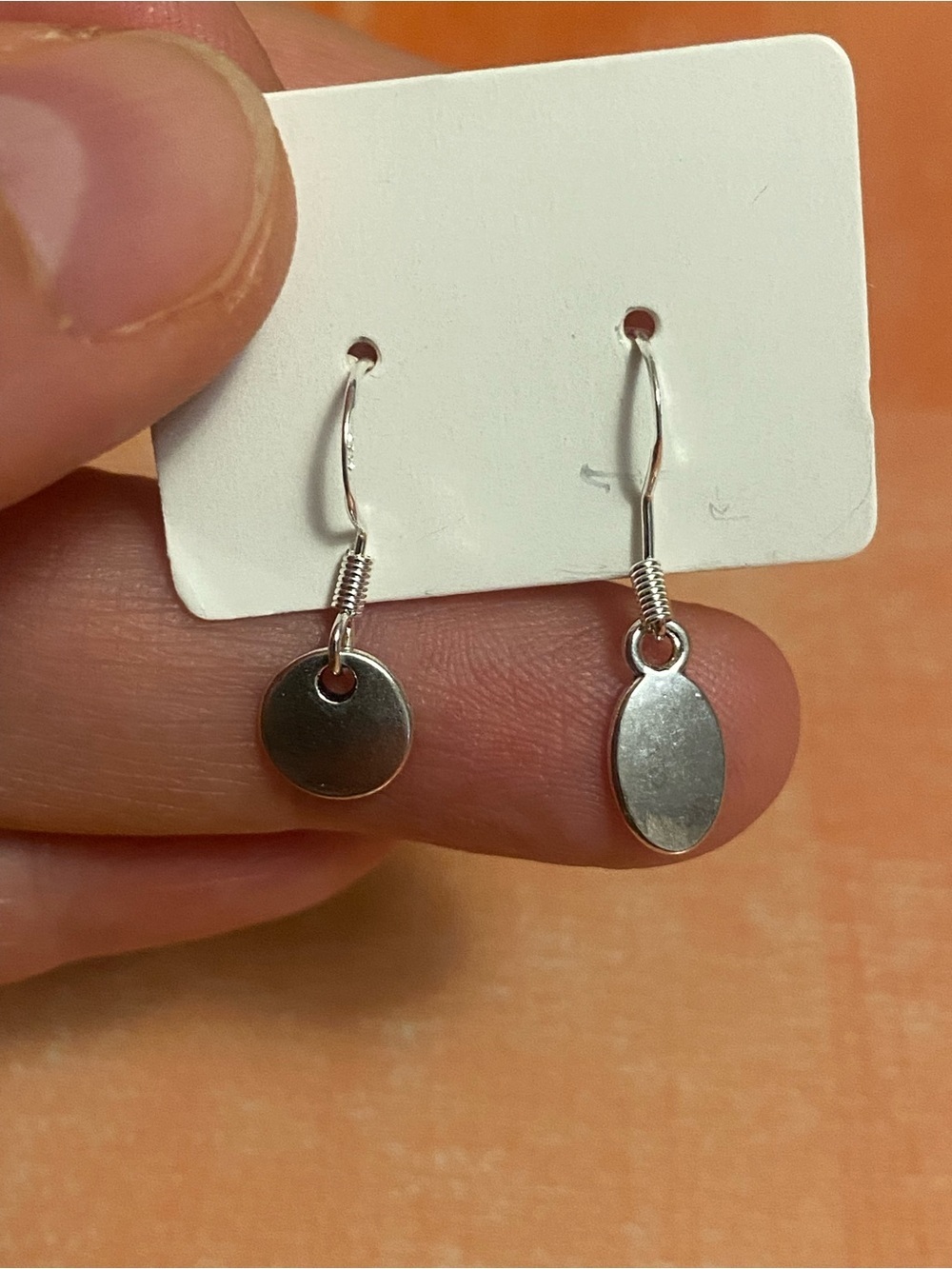 Silver tone Minimal Dangle Disc Earrings - Silver